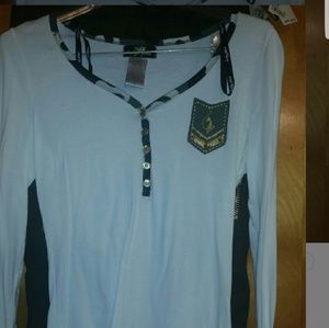 Shirt and zip front hoodie.